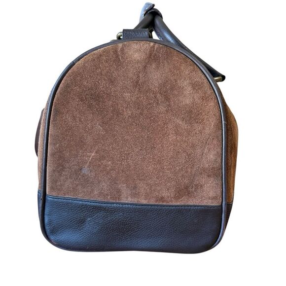 Vintage 2003 Marlboro Suede Leather Grit Gear Weekender Duffel Bag Brown - Picture 4 of 15